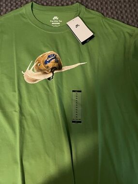 Nike Green Graphic Tee with Mushroom Print